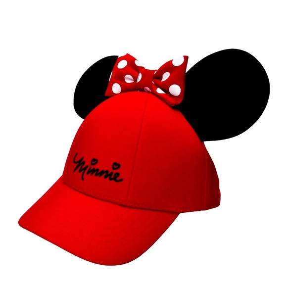 NWT Disney Womens Minnie Mouse Cap with Bow & Ears OS Red Black Snapback Hat - Picture 8 of 8